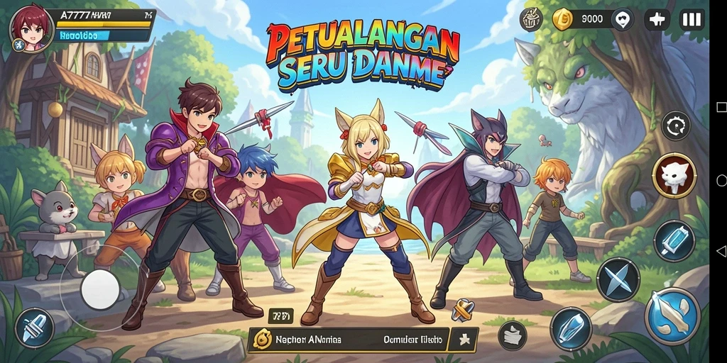 Screenshot gameplay A7777 menunjukkan aksi seru dalam dunia anime.