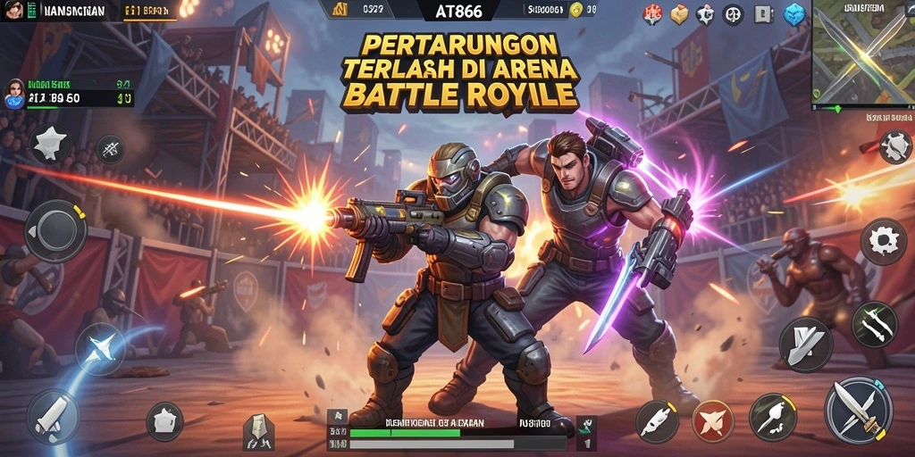 Gameplay seru dengan aksi pertarungan Battle Royale yang mendebarkan.