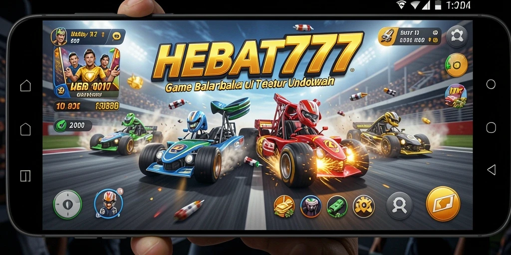 Tampilan gameplay HEBAT777 dengan aksi balapan yang intens.