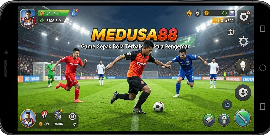 Tampilan gameplay menarik di <strong>MEDUSA88</strong> dengan aksi sepak bola yang menegangkan.