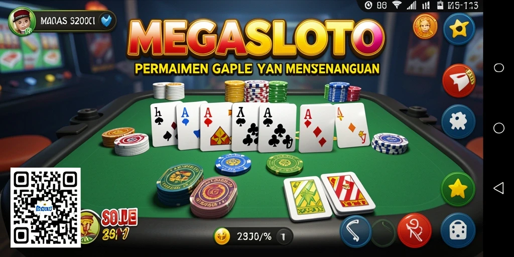 Screenshot gameplay MEGASLOTO yang menampilkan serunya bermain Gaple.