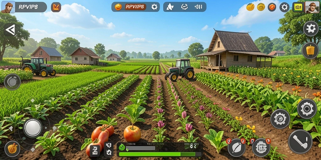 Gameplay RPVIP8 yang seru dan menantang dalam dunia pertanian.