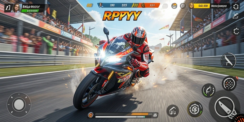 Gameplay RPYYY yang mendebarkan di trek balap motor.